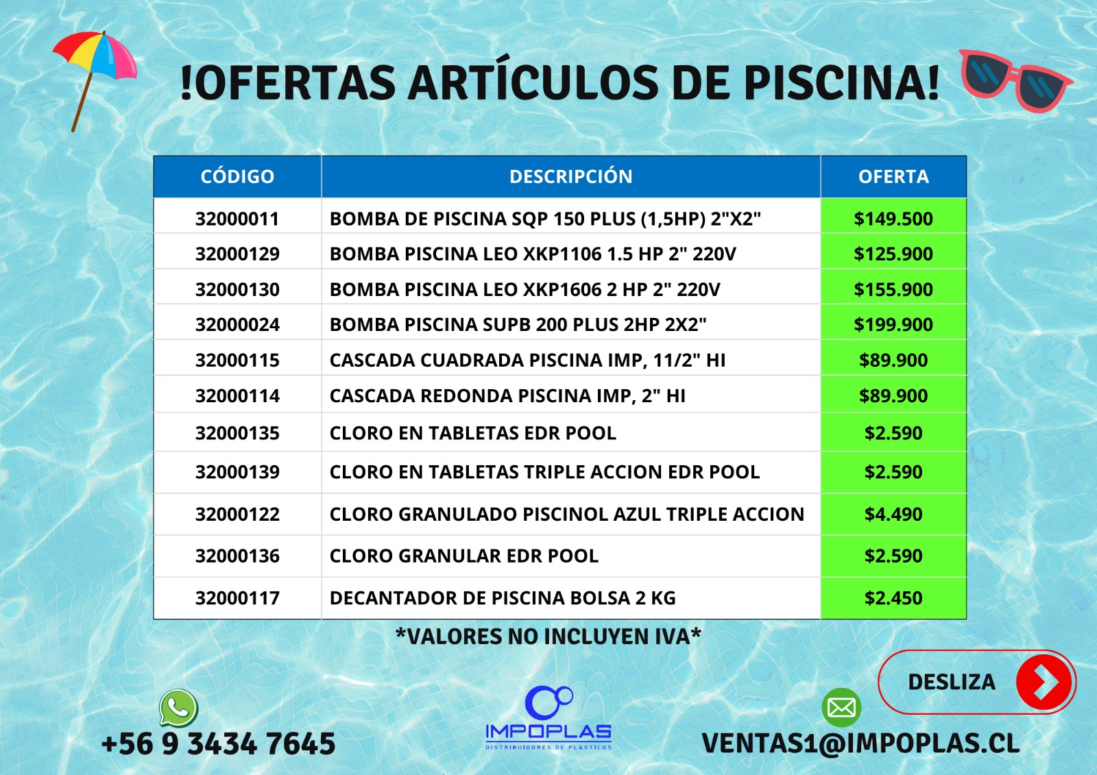 Productos Línea Piscina